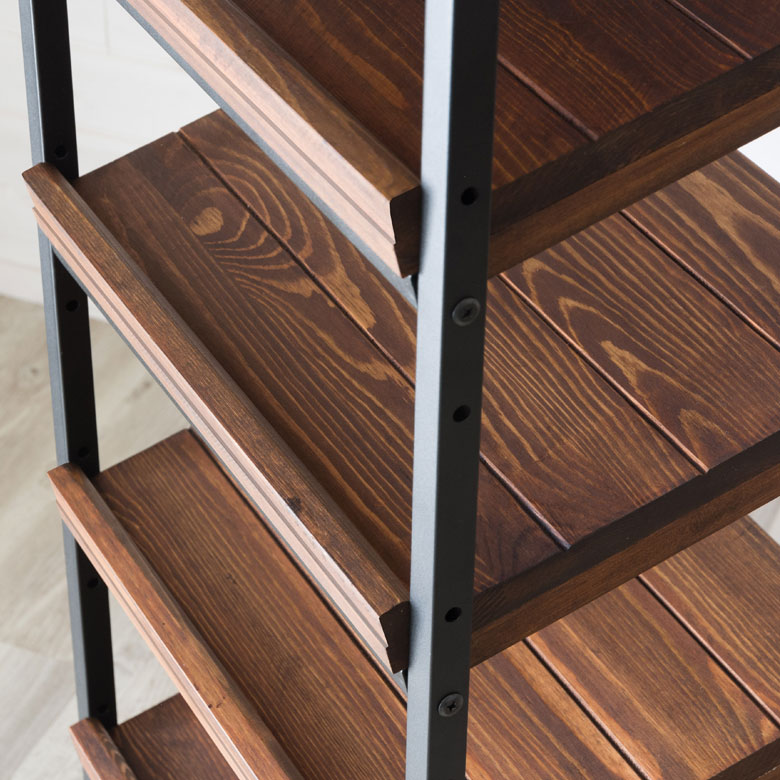 楽天市場】シューズラック 5段 木製 天然木 アイアンフレーム 幅45cm