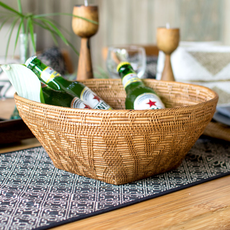 楽天市場】アタで編まれた四角いフルーツバスケット 果物かご おしゃれ