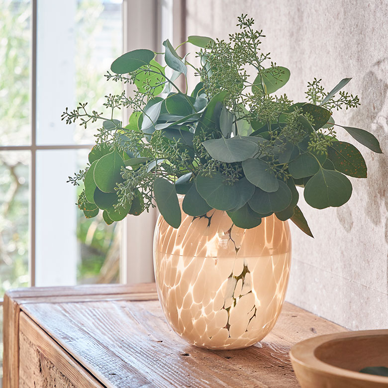 楽天市場】花瓶 ガラス 半透過 ピンク ベージュ ドット柄 上径10.5cm壺