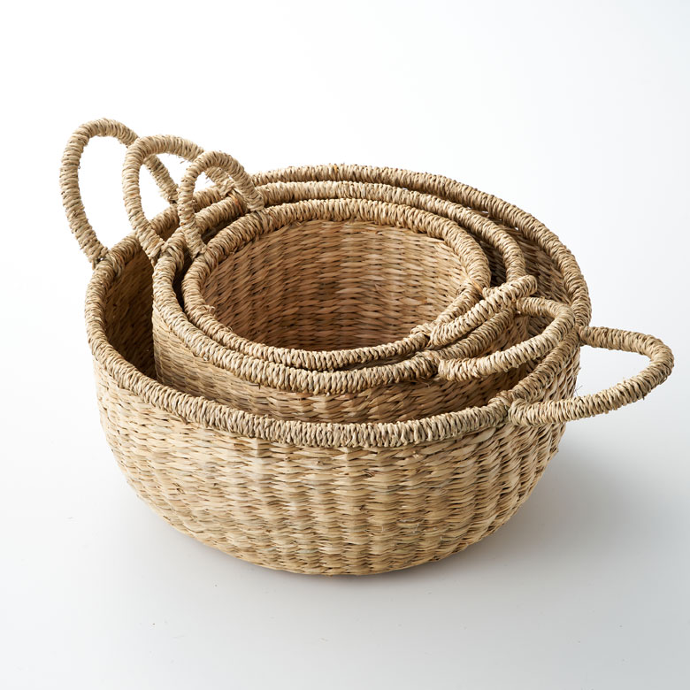 楽天市場】バスケット シーグラス 持ち手付き Lサイズ 約 W 34cm D