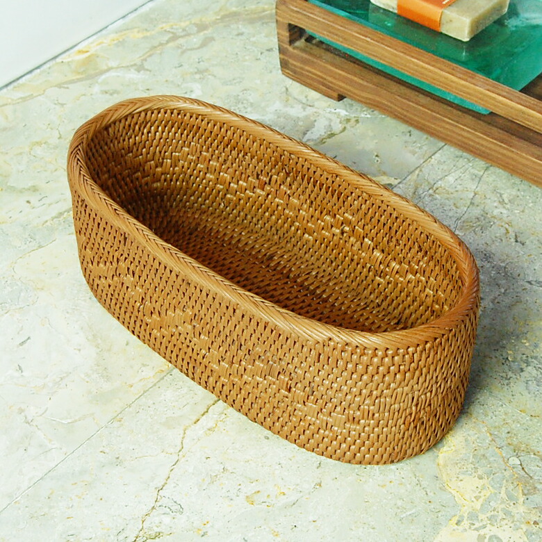 楽天市場】アタで編まれた波模様が可愛い楕円形の小物入れケース