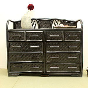 楽天市場】ラタンローチェスト4段 ダークブラウン チェスト 棚