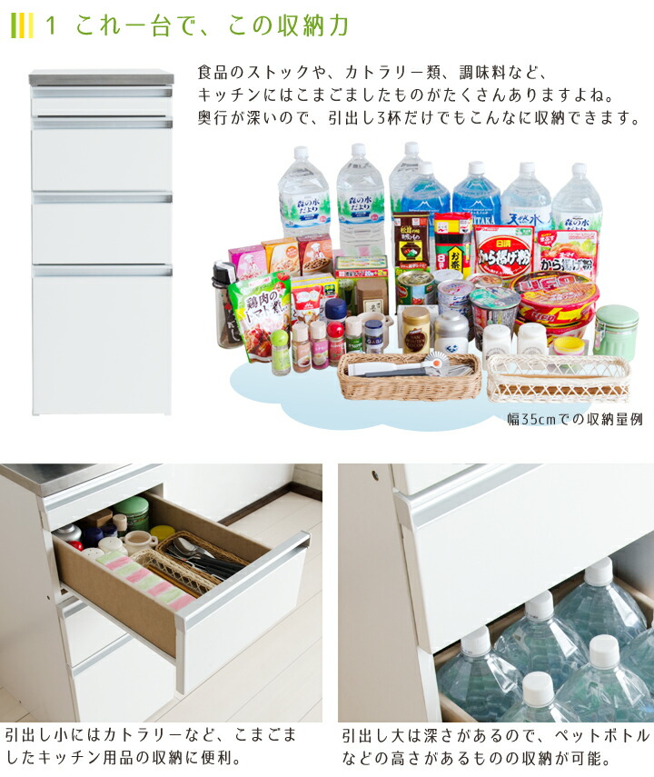楽天市場】隙間収納 幅35cm ステンレス 天板 奥行59cm タンス キッチン