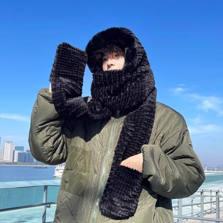 楽天市場】メンズ マフラー ビーニー 帽子 フェイクファー ふわふわ 冬