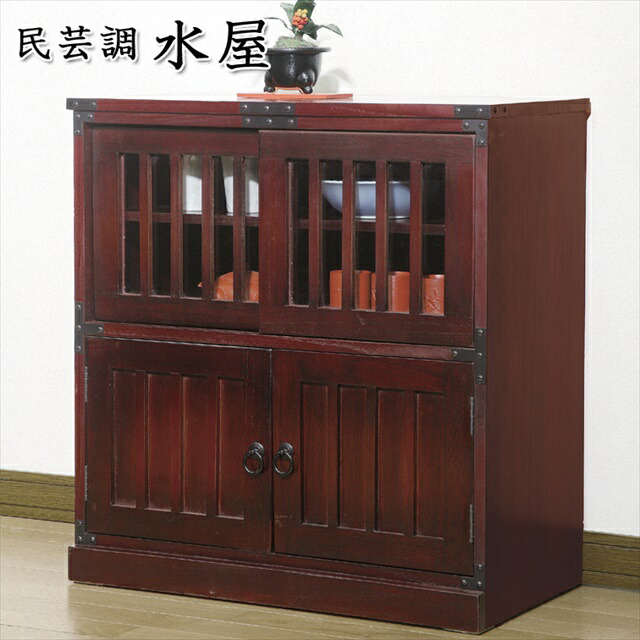 楽天市場】民芸調 家具 水屋 ( 昔 古 和風 洋風 木製 天然木 桐 タンス