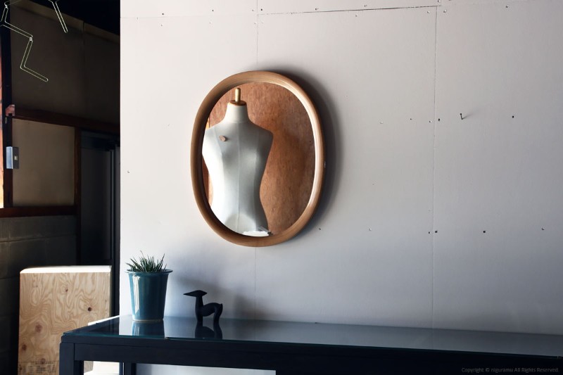 楽天市場】曲木鏡（ウォールミラー） 小判型, 小 / 木地色【鏡以外との