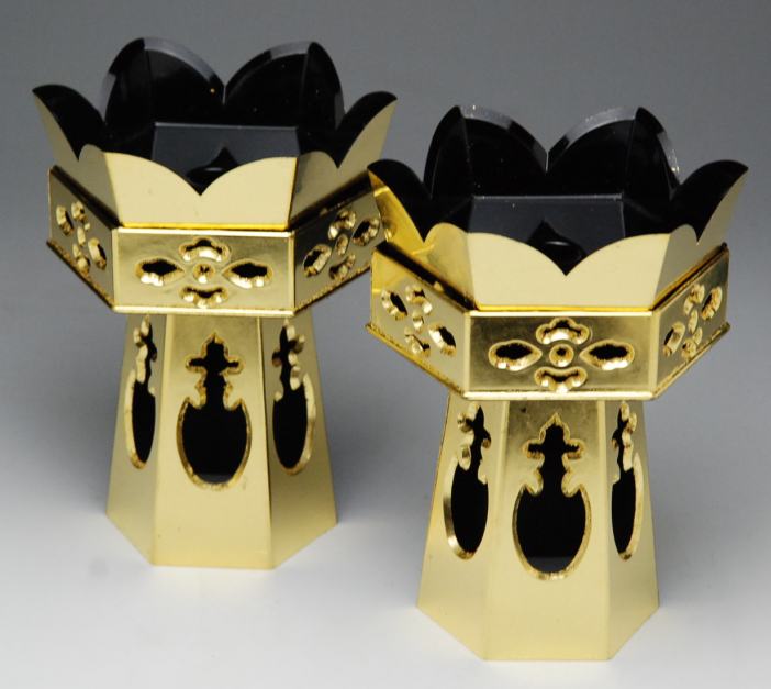 楽天市場】六角供花 本金箔 3.5号（前金） 1対入 PT（浄土真宗本願寺派