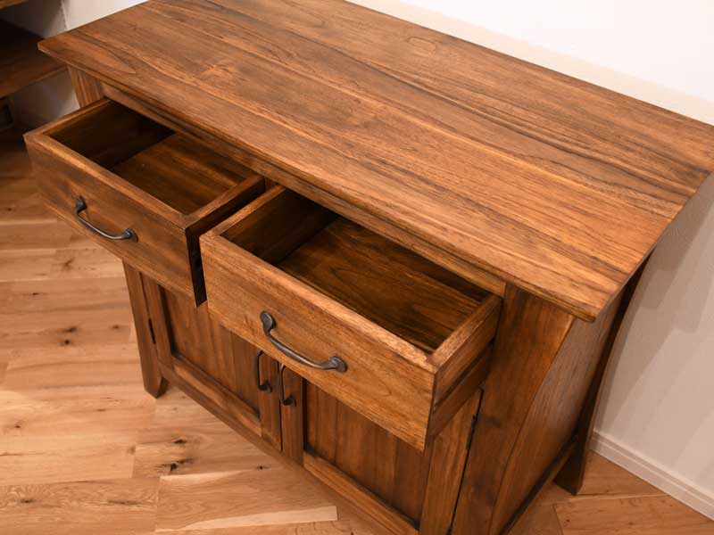 楽天市場】サイドボード チーク 無垢 88 アジアン 北欧 木製