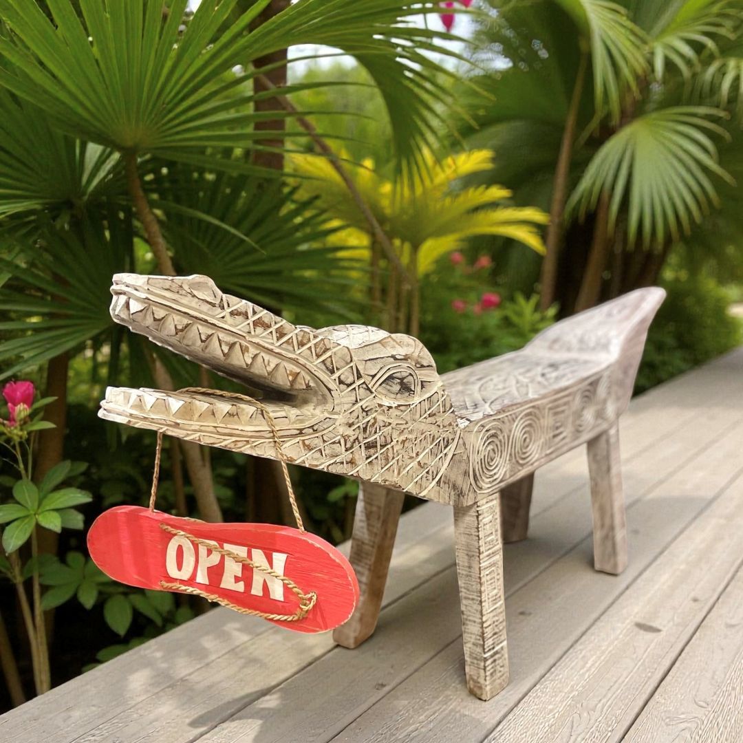 楽天市場】バリ島直輸入 手彫り 白いワニ ウッドベンチ 幅 約130cm