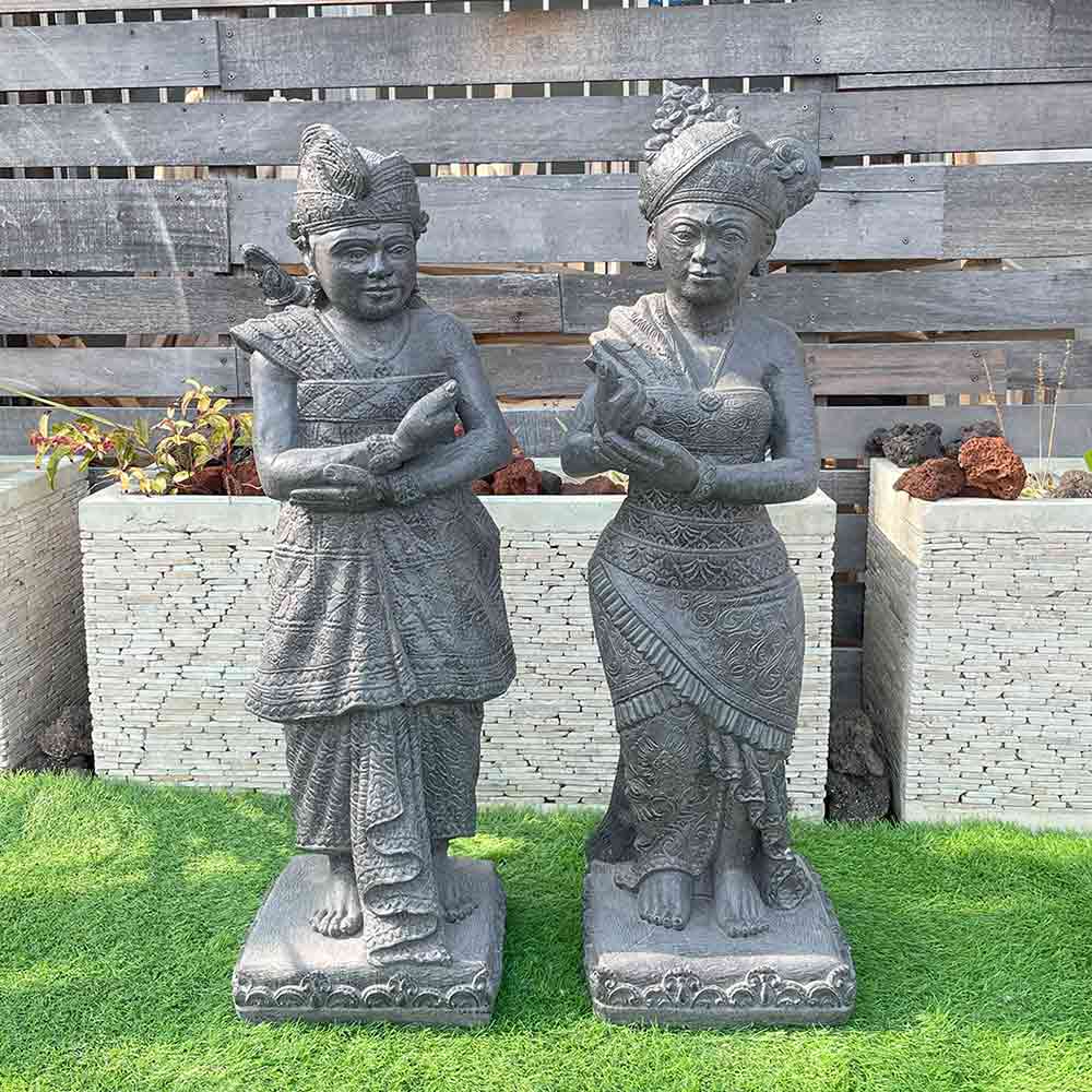 楽天市場】【ポイントUP アジアン バリ】 石像 男女像 セット H100cm