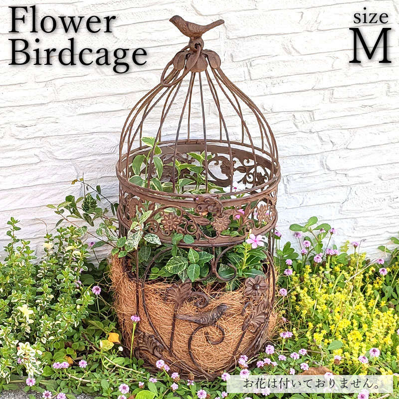 楽天市場】アンティーク調 フラワーバードケージ ブラウン Mサイズ