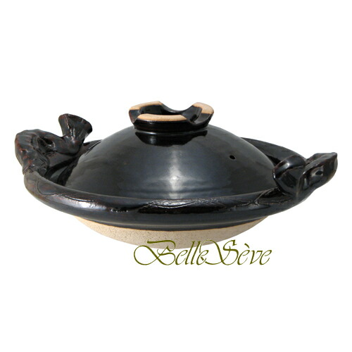 楽天市場】土楽窯 ふた付き魚手黒鍋一尺一寸 : ベルセーブ