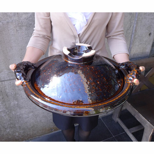 楽天市場】土楽窯 ふた付き黒鍋一尺三寸 : ベルセーブ