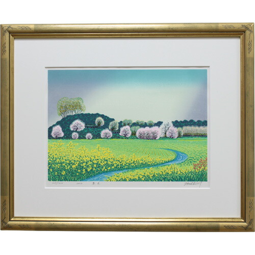 楽天市場】牧野宗則 額付き木版画 『春色』 2002年 : ベルセーブ