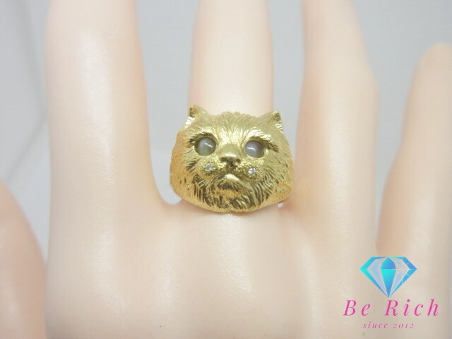 楽天市場】K18 YG キャッツアイ ダイヤモンド 猫 キャット モチーフ
