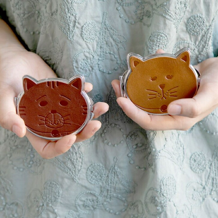 楽天市場】kanmi カンミ 三倍鏡付き ネコ型ミラー 手鏡 ミラー カガミ