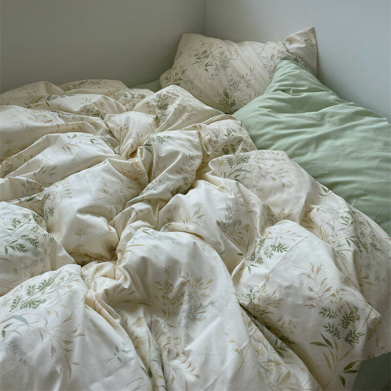 楽天市場】送料無料 布団カバーセット グリーン 花柄 韓国風 可愛い