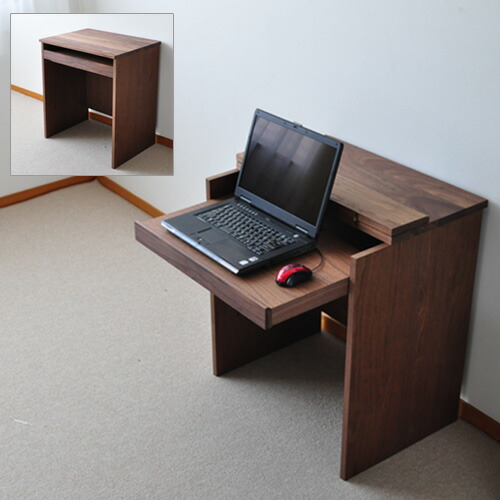 楽天市場】PCデスク 木と風 ウォールナット材 64cm幅 完成品 スライド