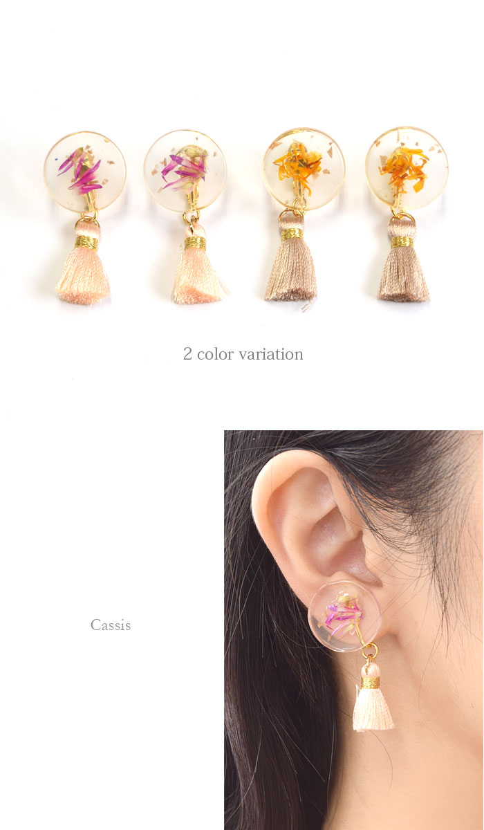 楽天市場】ピアス イヤリング ドライ フラワー＆タッセル BLAZE