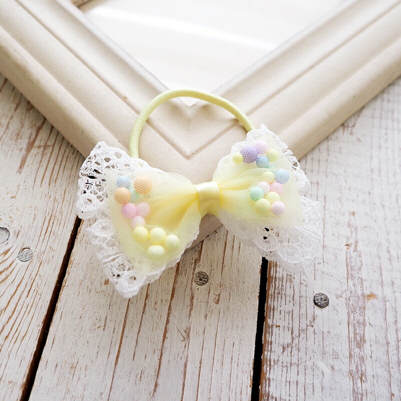 楽天市場】ヘアゴム ポニー カラフルポッピングボール リボン レース