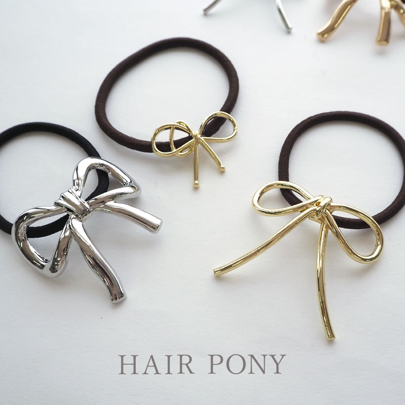 楽天市場】ヘアゴム ポニー メタル りぼん シンプル ヘアアクセサリー