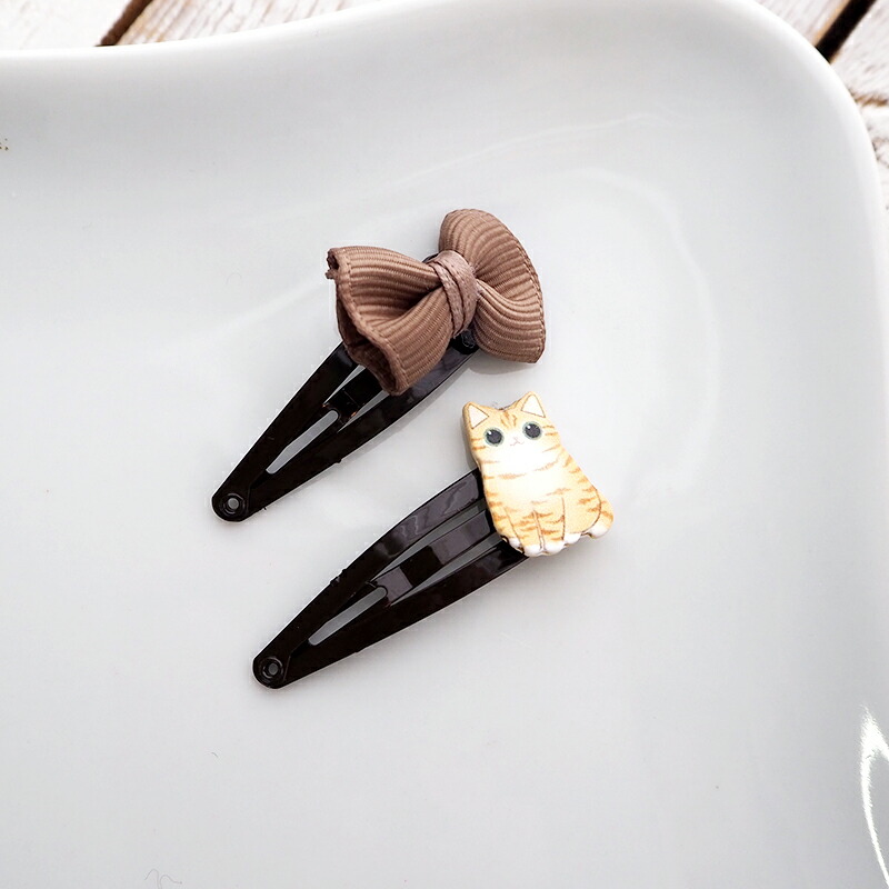 楽天市場】【2個入り】ヘアピン セット ねこ リボン 猫 ネコ 日本製