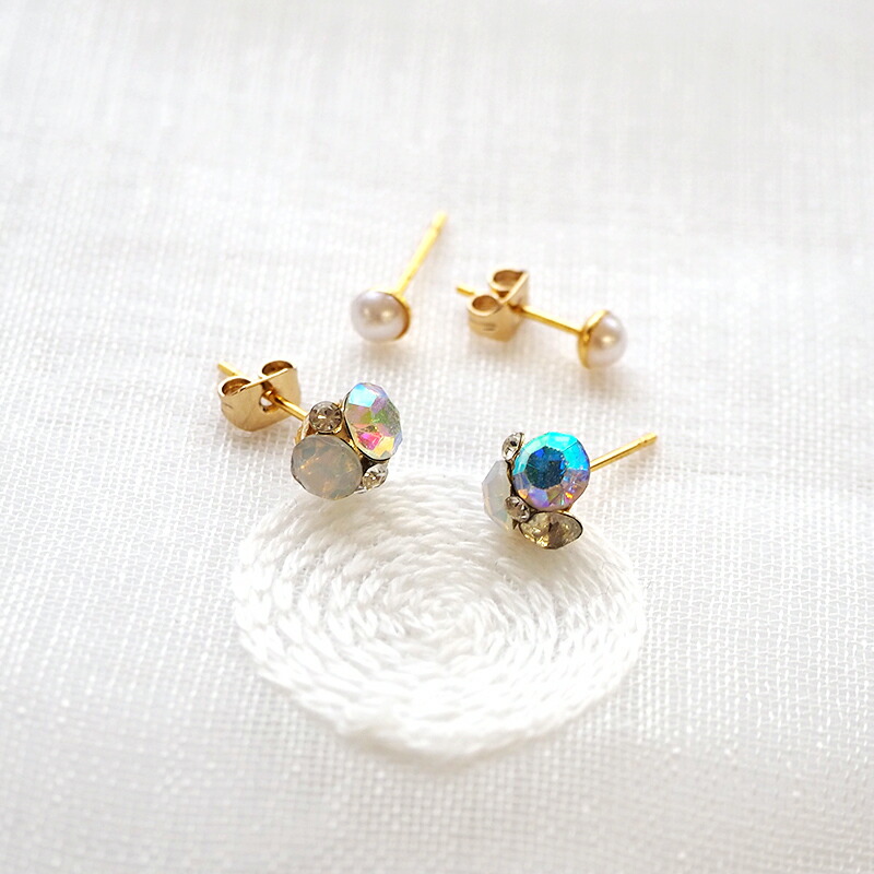 楽天市場】ピアス ＆ イヤリング 2デザインセット ビジュー パール