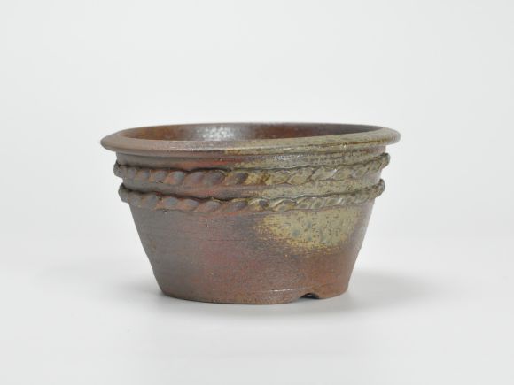 楽天市場】盆栽鉢 作家鉢 5号 二重縄中深鉢 伊藤光伸作 幅16.2cm×高さ