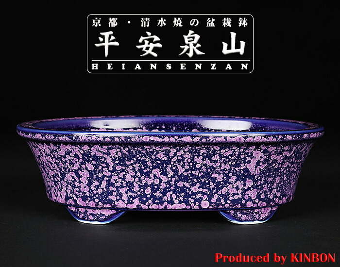 楽天市場】盆栽鉢 植木鉢 「平安泉山紫結晶楕円鉢」 山草鉢 色鉢