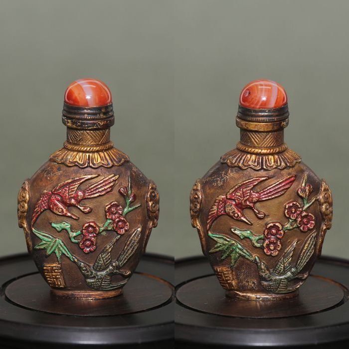 楽天市場】梅に鳥の華麗な世界鼻煙壺180106鼻煙壷 鼻煙壺 中国 芸術