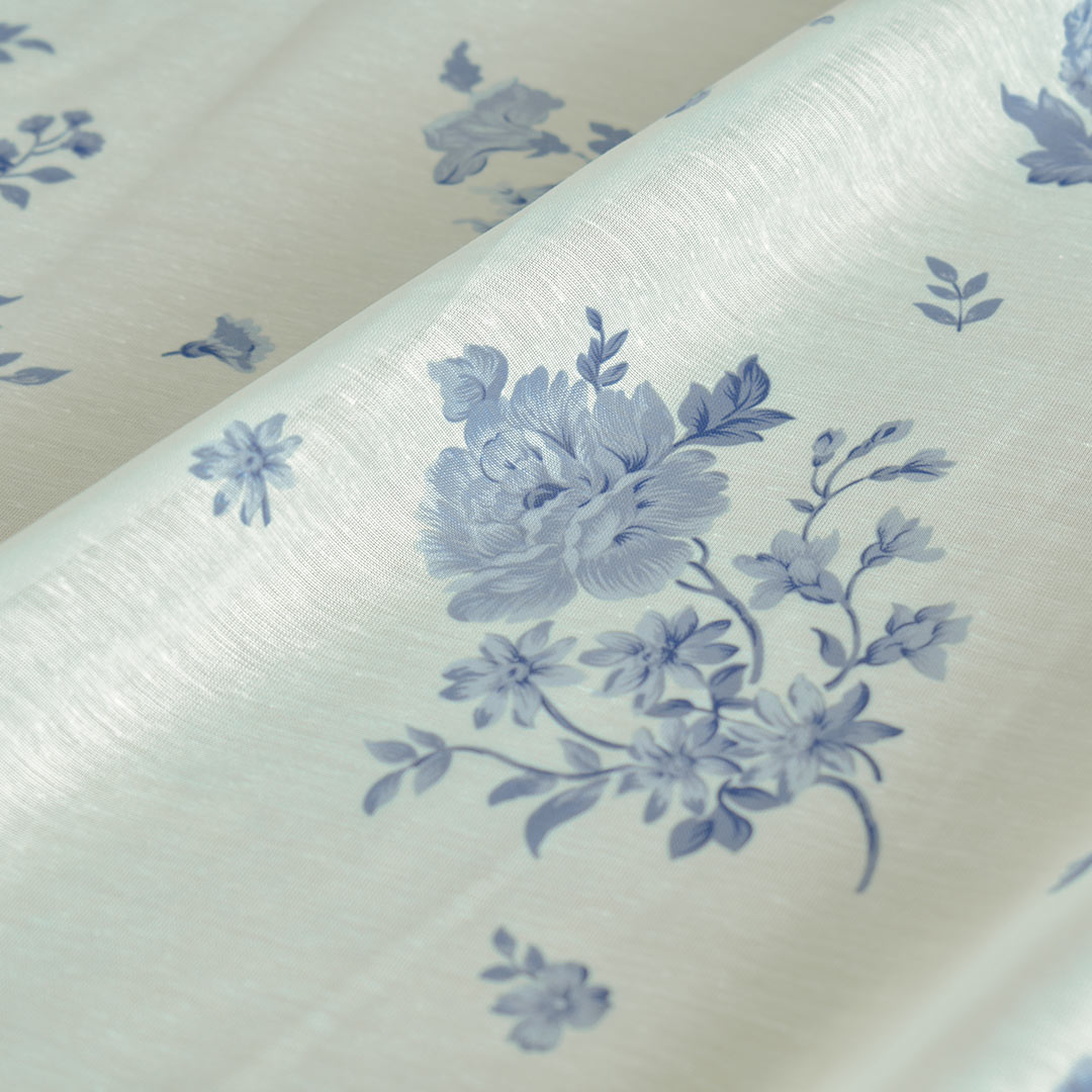 楽天市場】レースカーテン 花柄 アンティークブーケレース ブルー