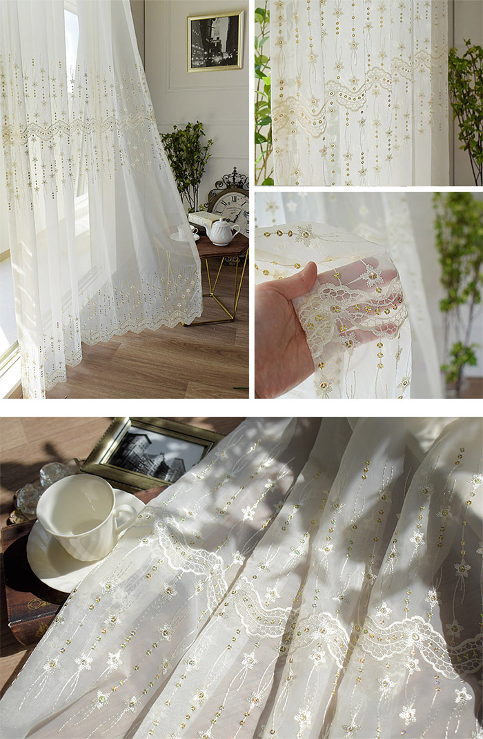 楽天市場】カフェカーテン トルコレース スパンコール 小窓 つっぱり棒