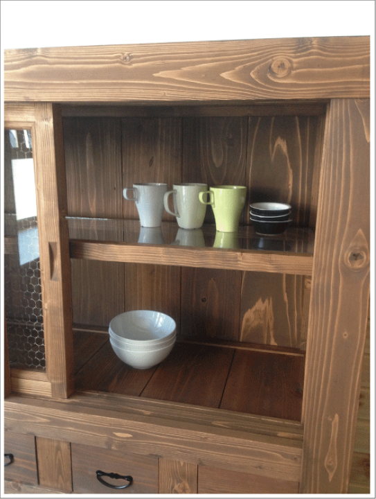 楽天市場】受注販売 飛騨 木工 職人 水屋箪笥 calms食器和和風棚 家具