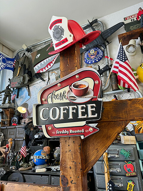 楽天市場】フレッシュコーヒー ロードサイン型 LEDティンサイン カフェ