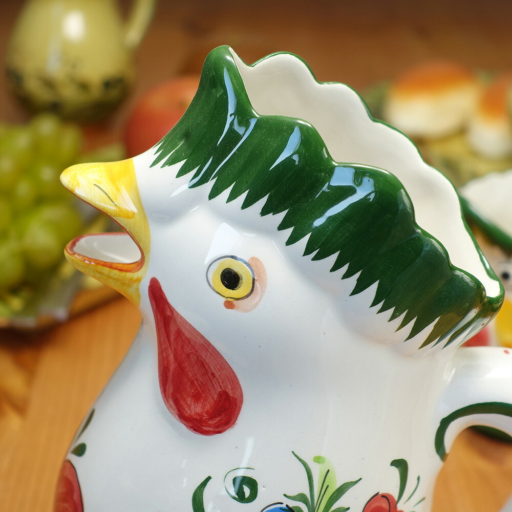 楽天市場】ポルトガル製 おしゃれな 陶器 ニワトリ 水差し 幸せを呼ぶ