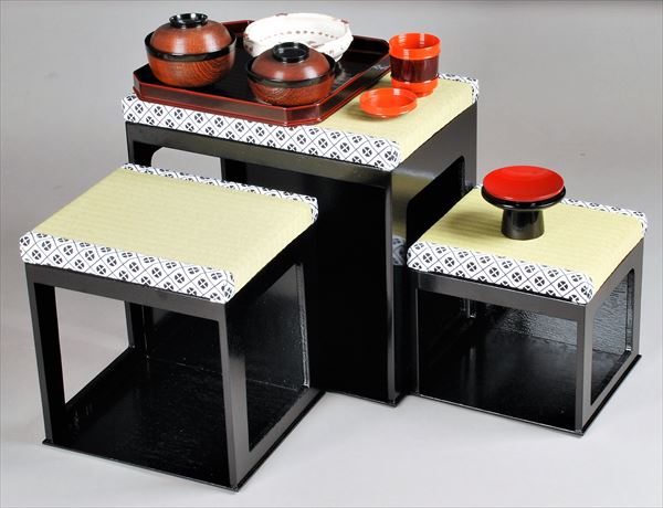 楽天市場】【茶道具/茶事/座椅子】茶事座椅子セット 大 黒掻合塗