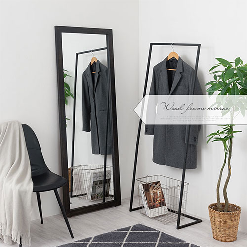 楽天市場】大型ミラー 木製フレーム 天然木 姿見 立て掛け 約 幅60cm
