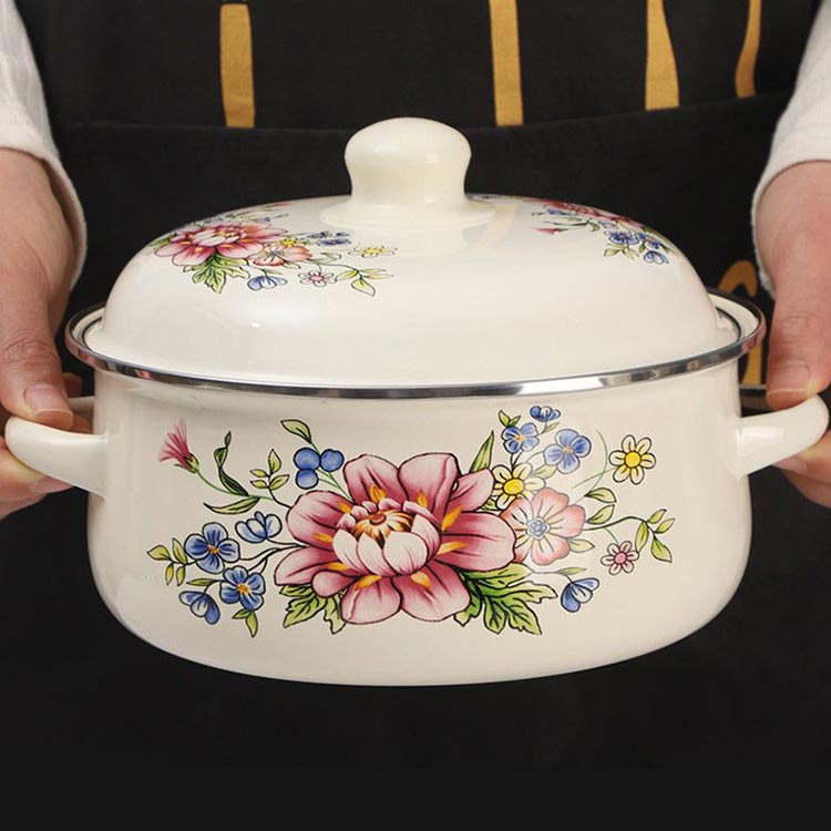 楽天市場】 おしゃれ 16cm IH対応 深型 赤 レトロ ガス火 卓上鍋 ふた