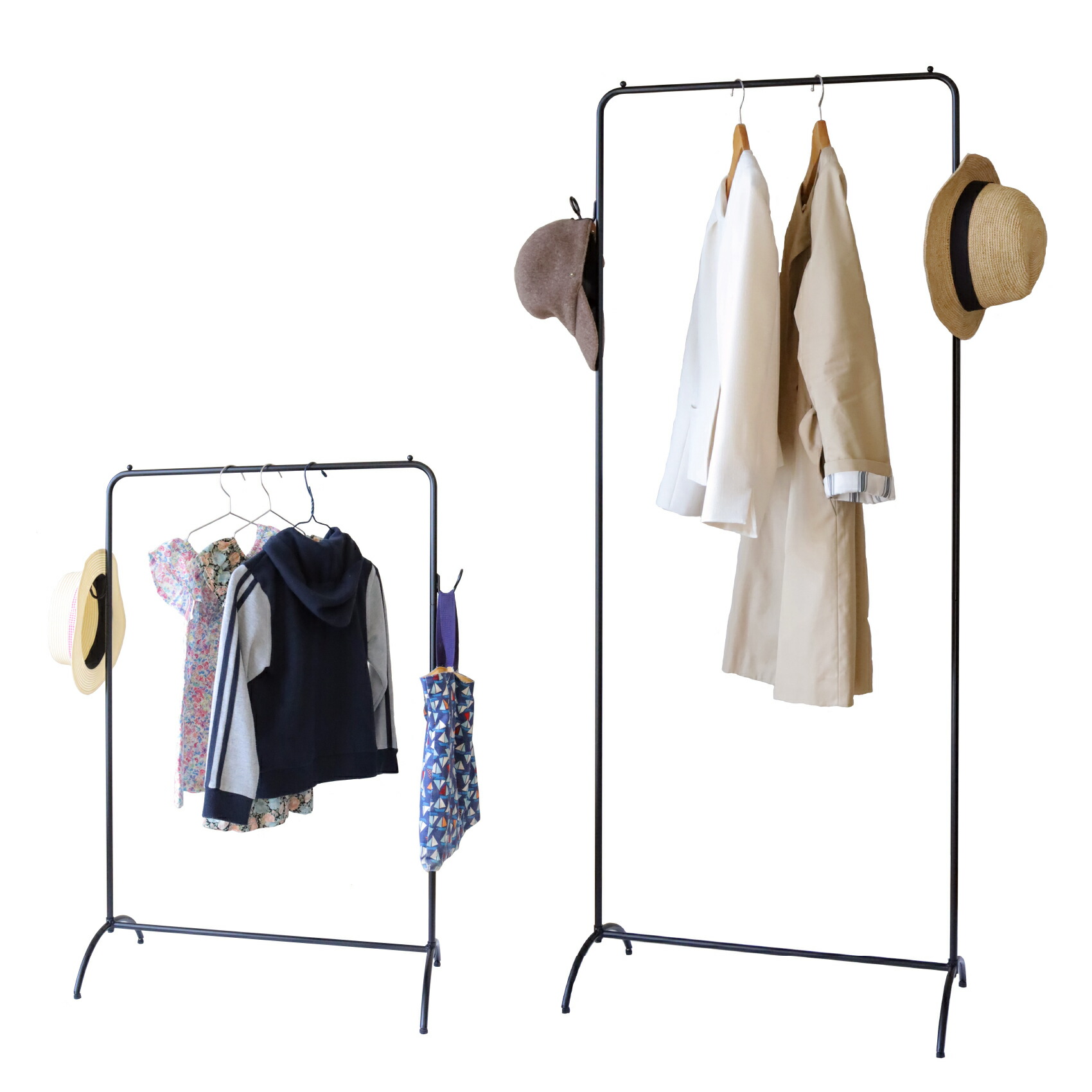 楽天市場】アイアンハンガーラック 幅70.5奥行32高160cm 2WAY