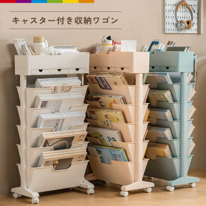 楽天市場】収納ワゴン キャスター付き ワゴン ブックスタンド キッチン