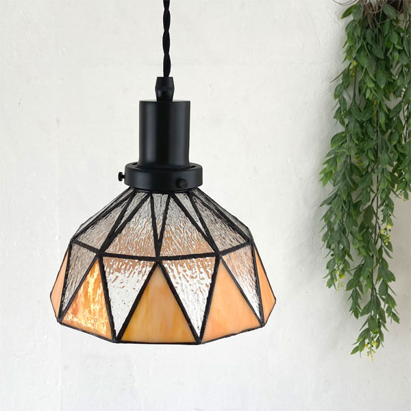 楽天市場】釣り下げ式ライト ステンドグラスシェード オレンジ レトロ