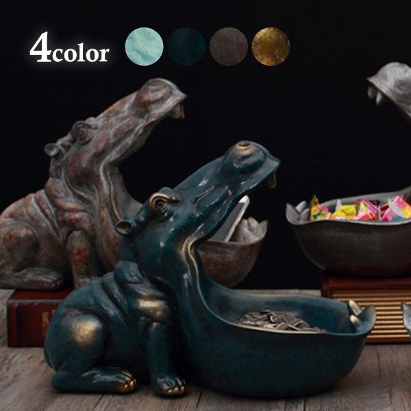 楽天市場】カバ 小物入れ 置物 モチーフ 動物 アニマル ライトブルー