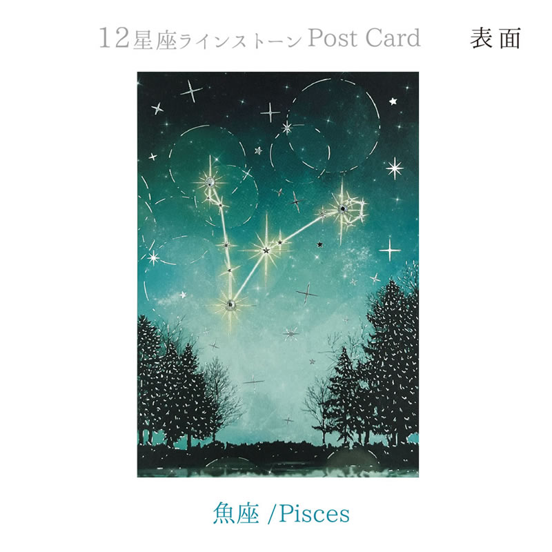 楽天市場】12星座ラインストーン付きポストカード 魚座/Pisces
