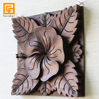 楽天市場】木彫りのレリーフ(ハイビスカス) 【アジアン バリ 木製