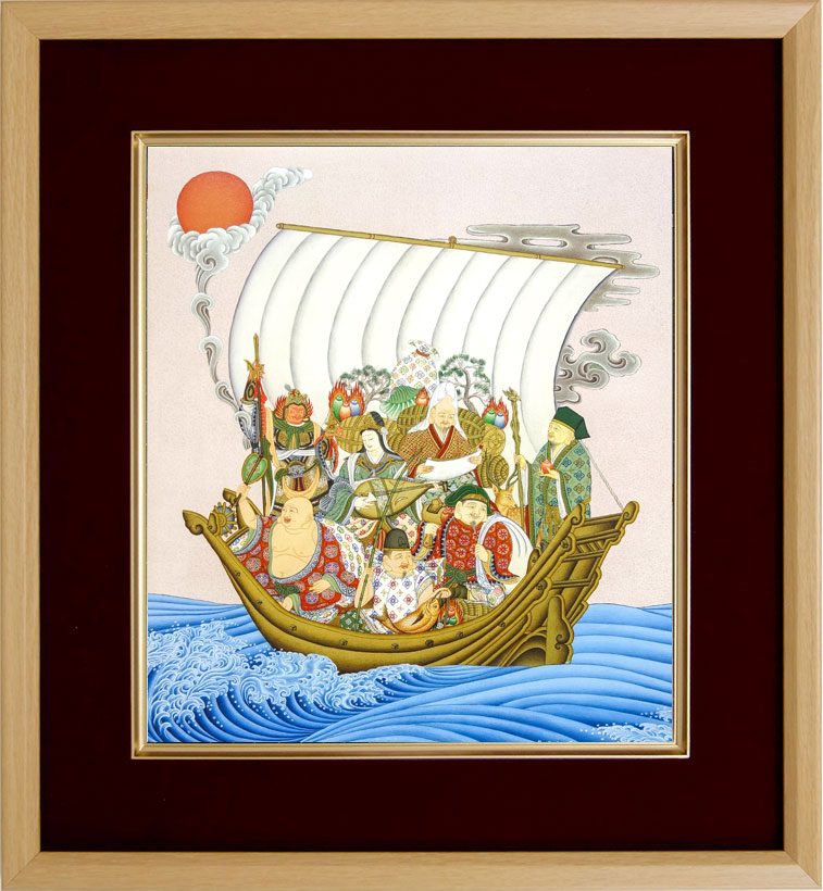 楽天市場】版画・風水画 吉岡浩太郎『ワイド』シルク版画額 「七福神