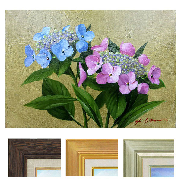 楽天市場】手描き 油絵 額入り油彩画 紫陽花 F6サイズ ガクアジサイ