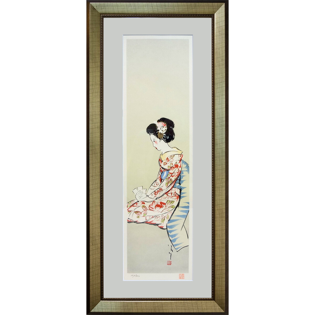 楽天市場】版画 竹久夢二 「歌留多」 リトグラフ 複製版画 額付き たて