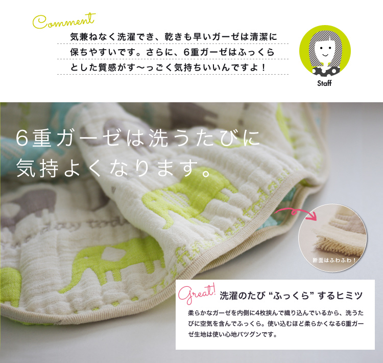 楽天市場】ふっくら6重ガーゼケット70×100cm【日本製】【サンデシカ