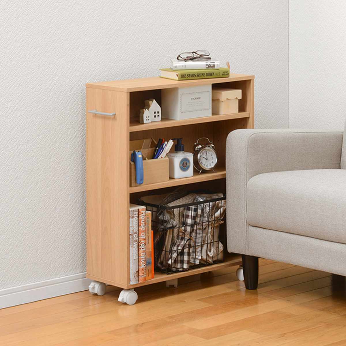 楽天市場】すきま収納ラック 幅16cm キャスター付 可動棚 3段