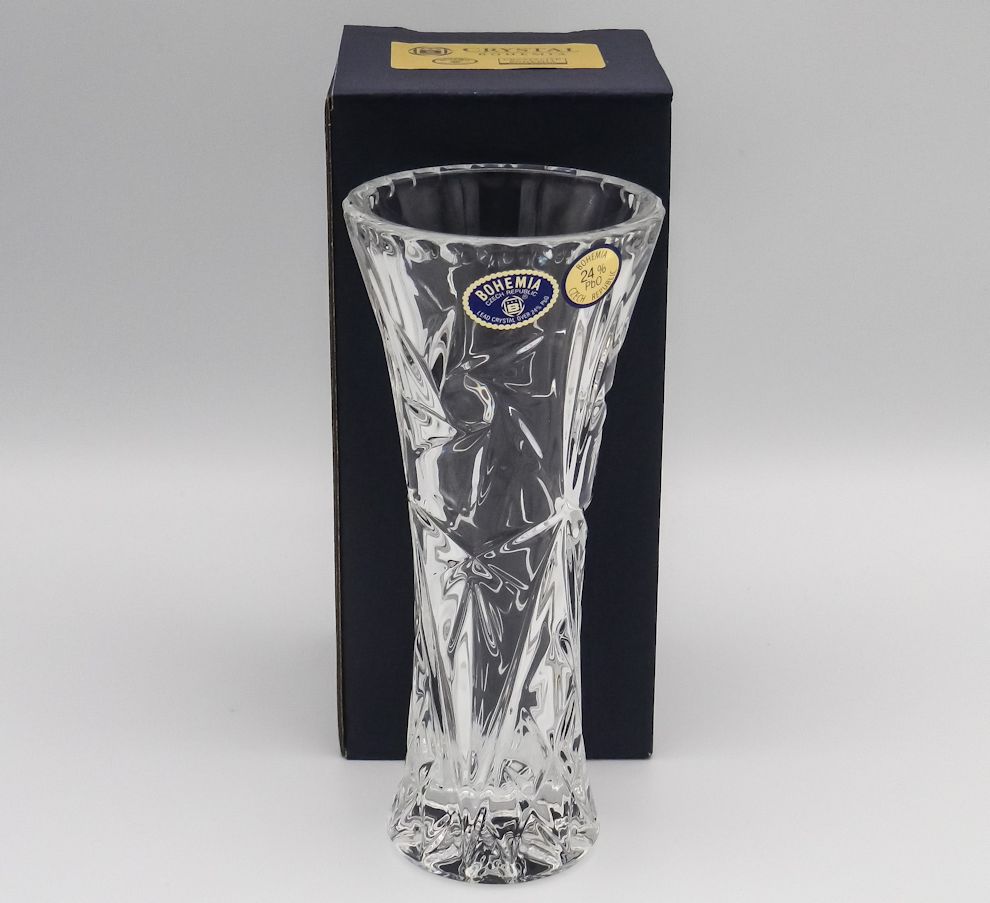 楽天市場】ボヘミアングラス クリスタル花瓶 「風車」15cm